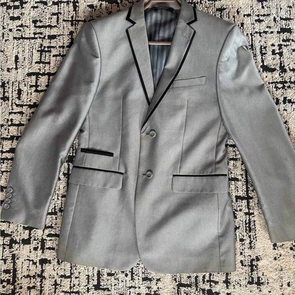 Men's Gray Blazer with Black Trim